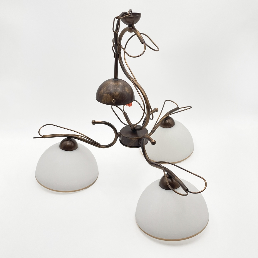 Kroonluchter met stang COBRA 3xE27/60W/230V brons/patina