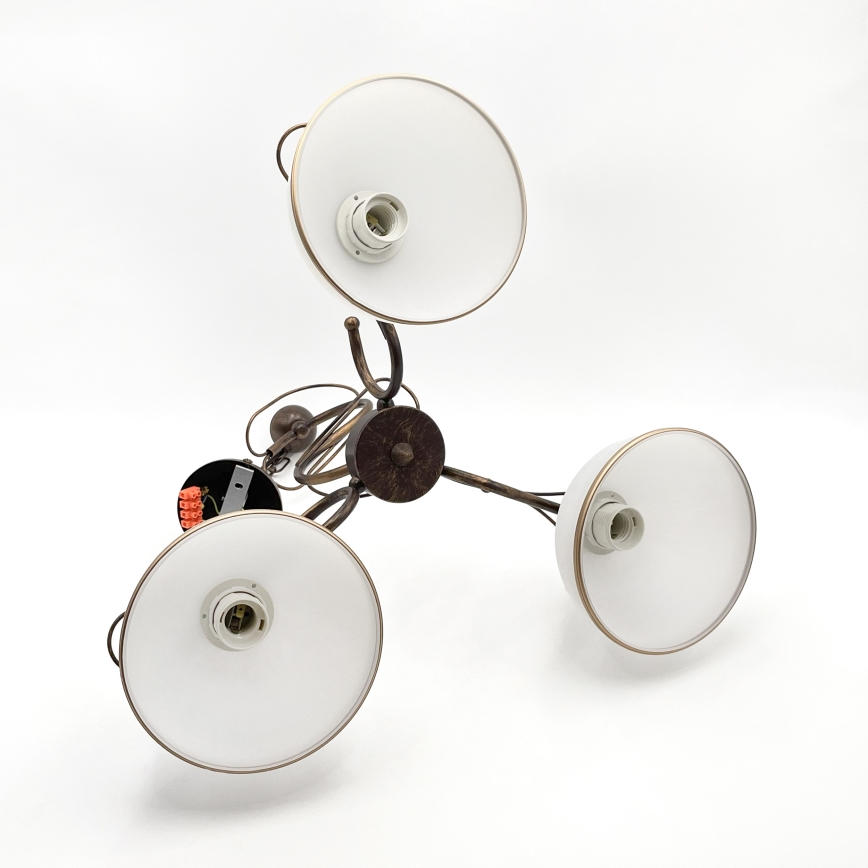 Kroonluchter met stang COBRA 3xE27/60W/230V brons/patina