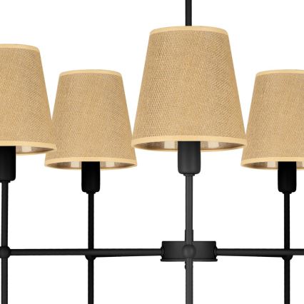 Kroonluchter met stang MADELA 5xE14/40W/230V jute/zwart