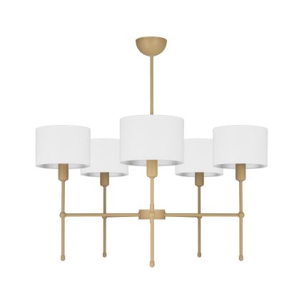 Kroonluchter met stang MADELA 5xE14/40W/230V wit/beige