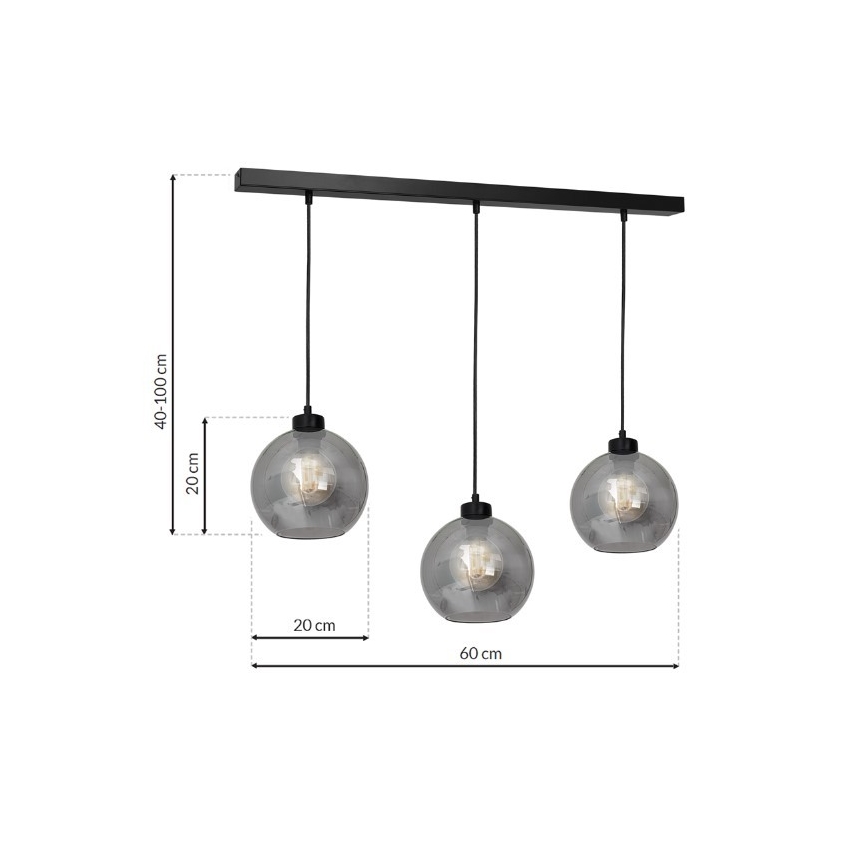 Kroonluchter SOFIA 3xE27/60W/230V zwart