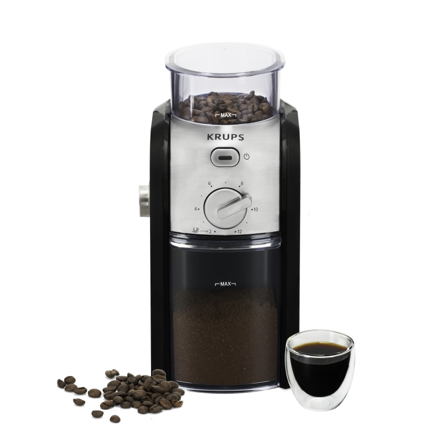 Krups - Elektrische koffiebonenmolen 110W/230V roestvrij/zwart