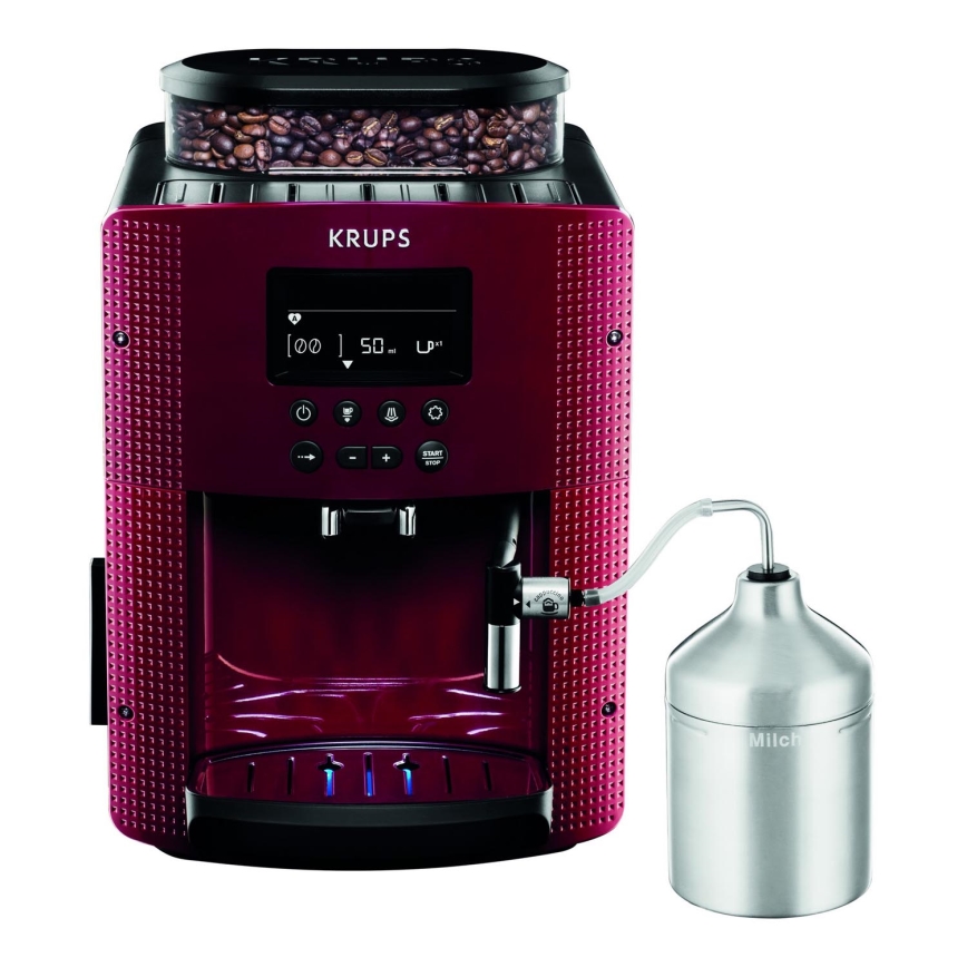 Krups - Machine à café automatique avec récipient à lait ESSENTIAL 1450W/230V rouge