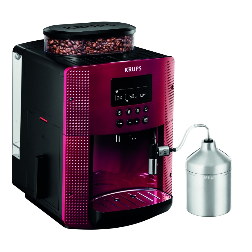 Krups - Machine à café automatique avec récipient à lait ESSENTIAL 1450W/230V rouge