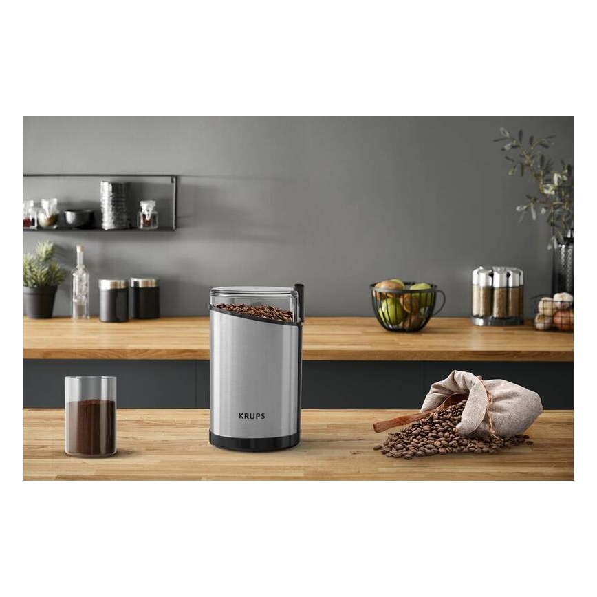Krups - Moulin à café à grain électrique 85g FAST-TOUCH 200W/230V chrome mat