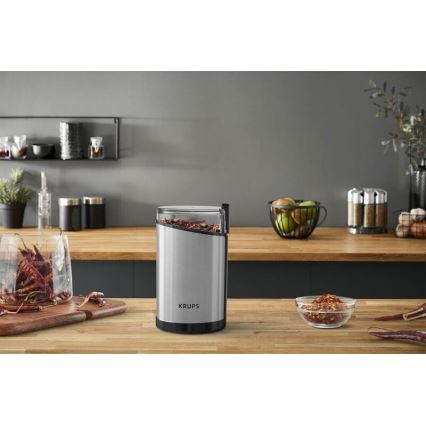 Krups - Moulin à café à grain électrique 85g FAST-TOUCH 200W/230V chrome mat