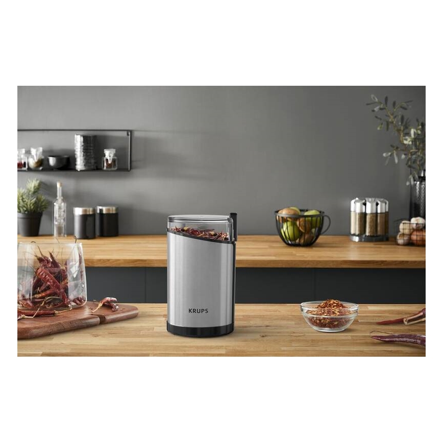 Krups - Moulin à café à grain électrique 85g FAST-TOUCH 200W/230V chrome mat