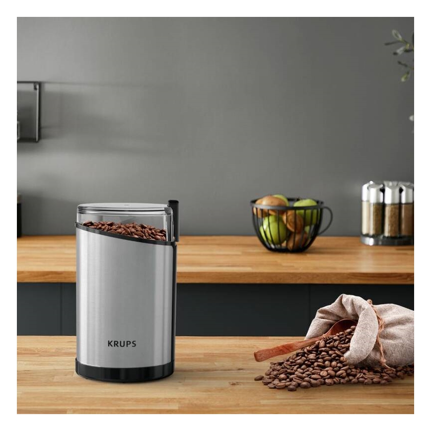 Krups - Moulin à café à grain électrique 85g FAST-TOUCH 200W/230V chrome mat