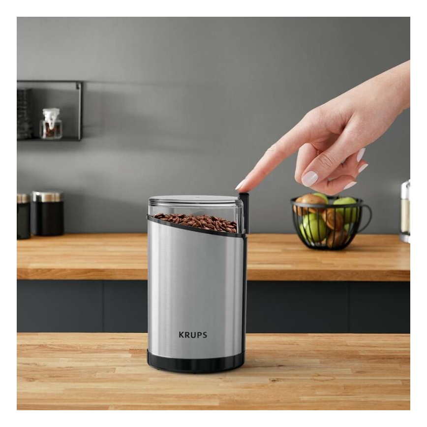 Krups - Moulin à café à grain électrique 85g FAST-TOUCH 200W/230V chrome mat