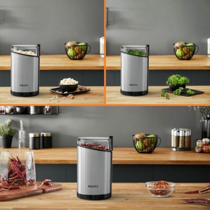 Krups - Moulin à café à grain électrique 85g FAST-TOUCH 200W/230V chrome mat