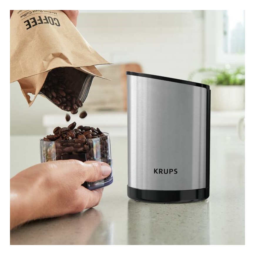 Krups - Moulin à café à grain électrique 85g FAST-TOUCH 200W/230V chrome mat