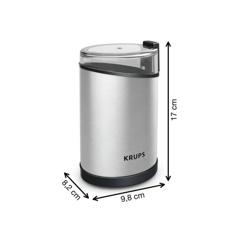 Krups - Moulin à café à grain électrique 85g FAST-TOUCH 200W/230V chrome mat