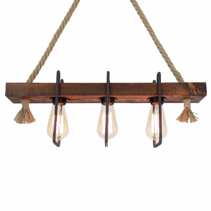 KUTUK Hanglamp 3xE27/40W/230V - Dennenhout