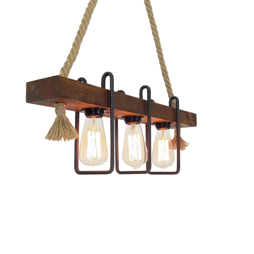 KUTUK Hanglamp 3xE27/40W/230V - Dennenhout