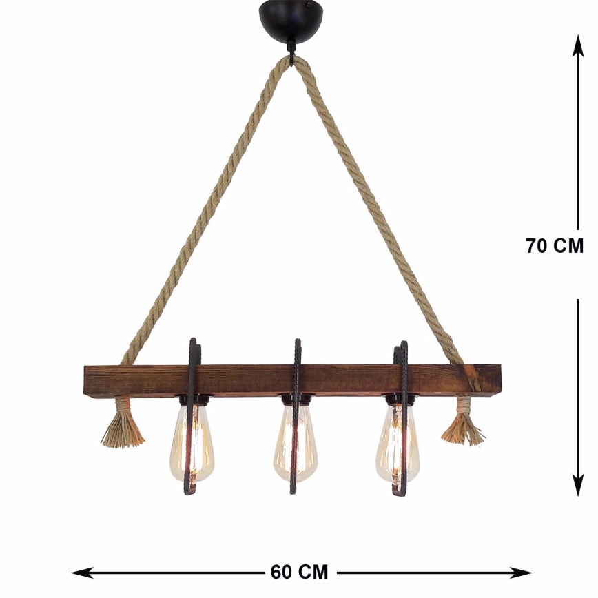 KUTUK Hanglamp 3xE27/40W/230V - Dennenhout