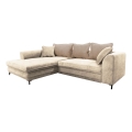 L-vormige gestoffeerde opvouwbare hoekbank LAGOA links beige/bruin