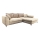 L-vormige gestoffeerde opvouwbare hoekbank LAGOA rechts beige/bruin