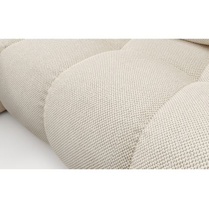 L-vormige gestoffeerde opvouwbare hoekbank met opbergruimte ALMADA links licht beige