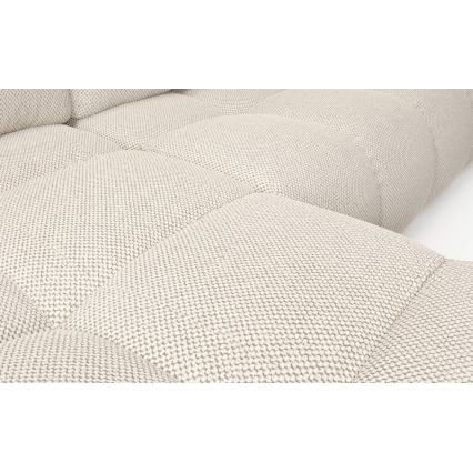 L-vormige gestoffeerde opvouwbare hoekbank met opbergruimte ALMADA links licht beige