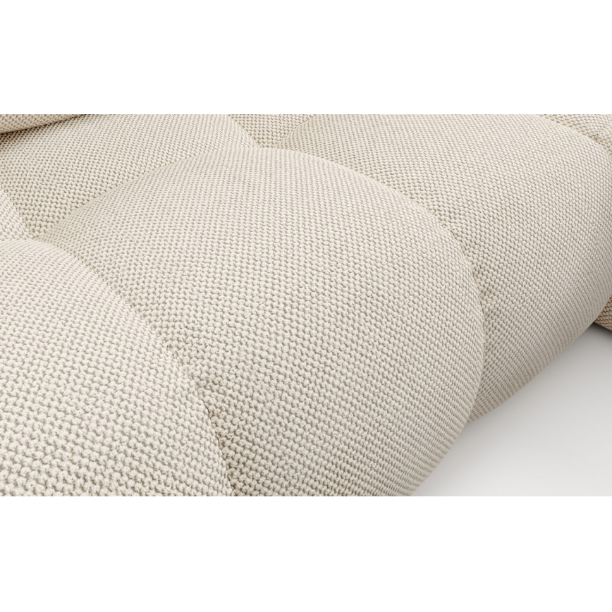 L-vormige gestoffeerde opvouwbare hoekbank met opbergruimte ALMADA rechts licht beige