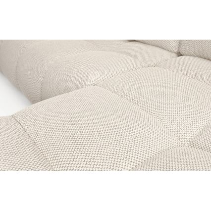 L-vormige gestoffeerde opvouwbare hoekbank met opbergruimte ALMADA rechts licht beige
