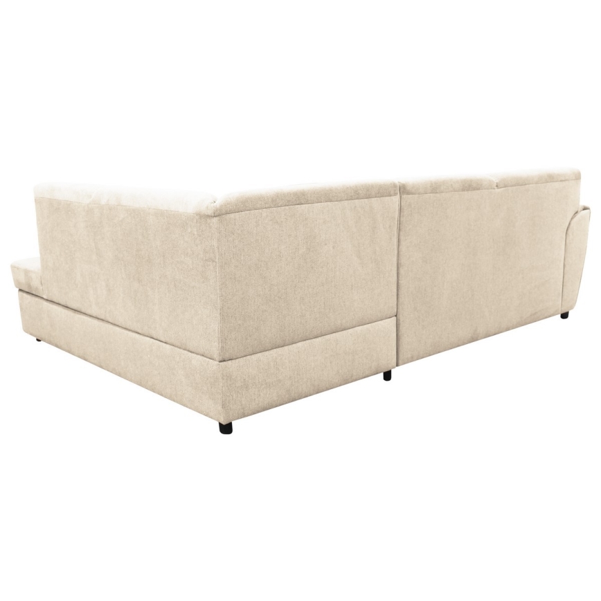 L-vormige gestoffeerde opvouwbare hoekbank SERPA rechts beige