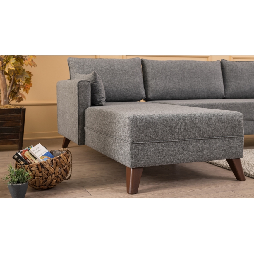 L-vormige hoekbank KORFU, grijs, links