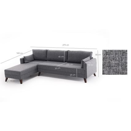 L-vormige hoekbank KORFU, grijs, links