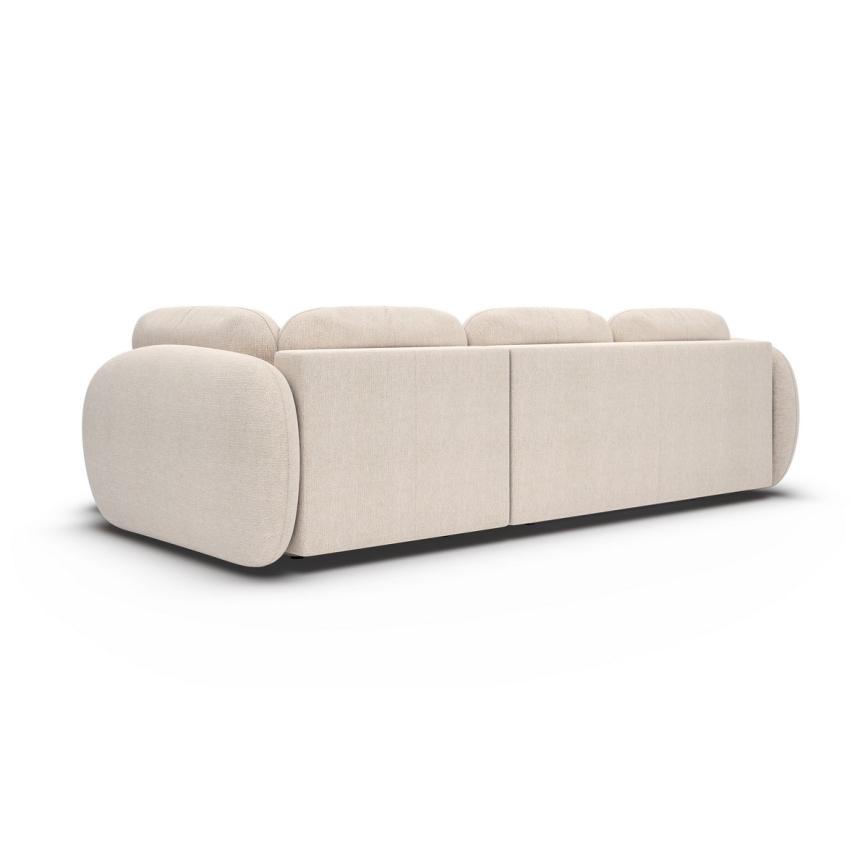 L-vormige hoekbank met slaapfunctie en opbergruimte OLBIA, rechts, beige