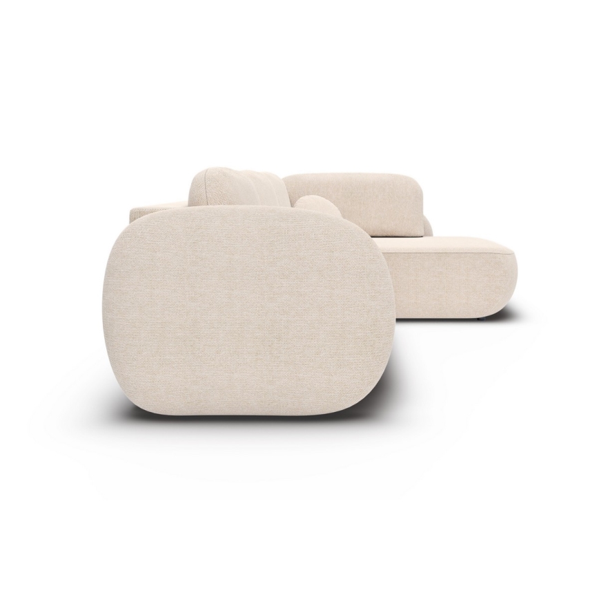 L-vormige hoekbank met slaapfunctie en opbergruimte OLBIA, rechts, beige
