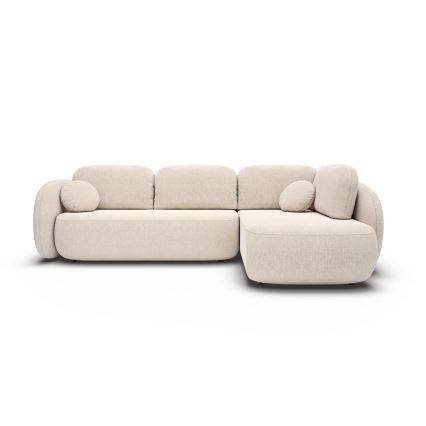 L-vormige hoekbank met slaapfunctie en opbergruimte OLBIA, rechts, beige