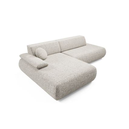 L-vormige hoekbank met slaapfunctie en opbergruimte PRATO, links, beige