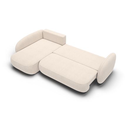 L-vormige hoekbank OLBIA met slaapfunctie en opbergruimte, links, beige
