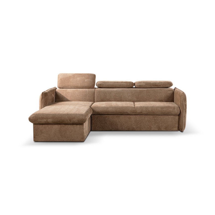 L-vormige opvouwbare hoekbank met een opslagruimte BEJA beige links