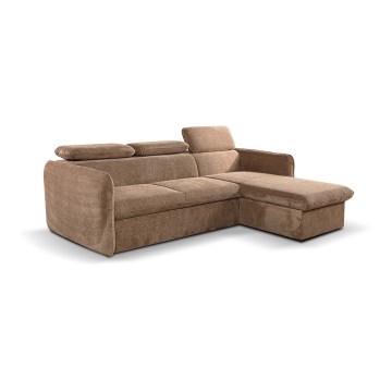 L-vormige opvouwbare hoekbank met een opslagruimte BEJA beige rechts