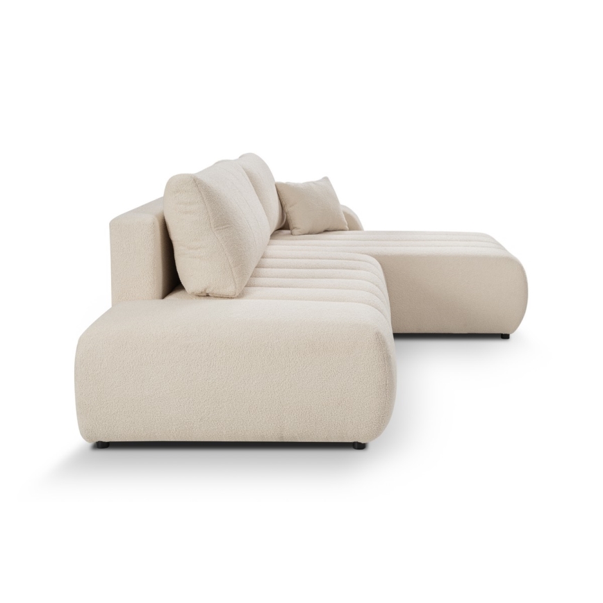 L-vormige opvouwbare hoekbank met opbergruimte DESIO links beige