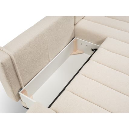 L-vormige opvouwbare hoekbank met opbergruimte DESIO rechts beige