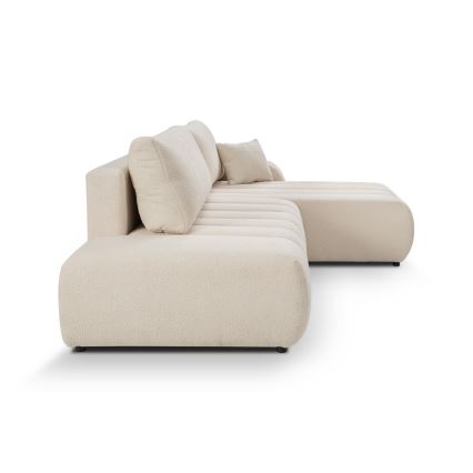 L-vormige opvouwbare hoekbank met opbergruimte DESIO rechts beige