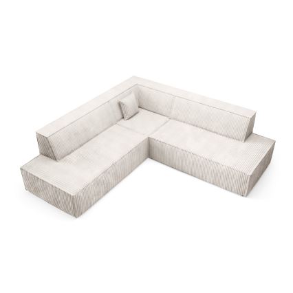 L-vormige opvouwbare hoekbank met opbergruimte TERAMO rechts beige