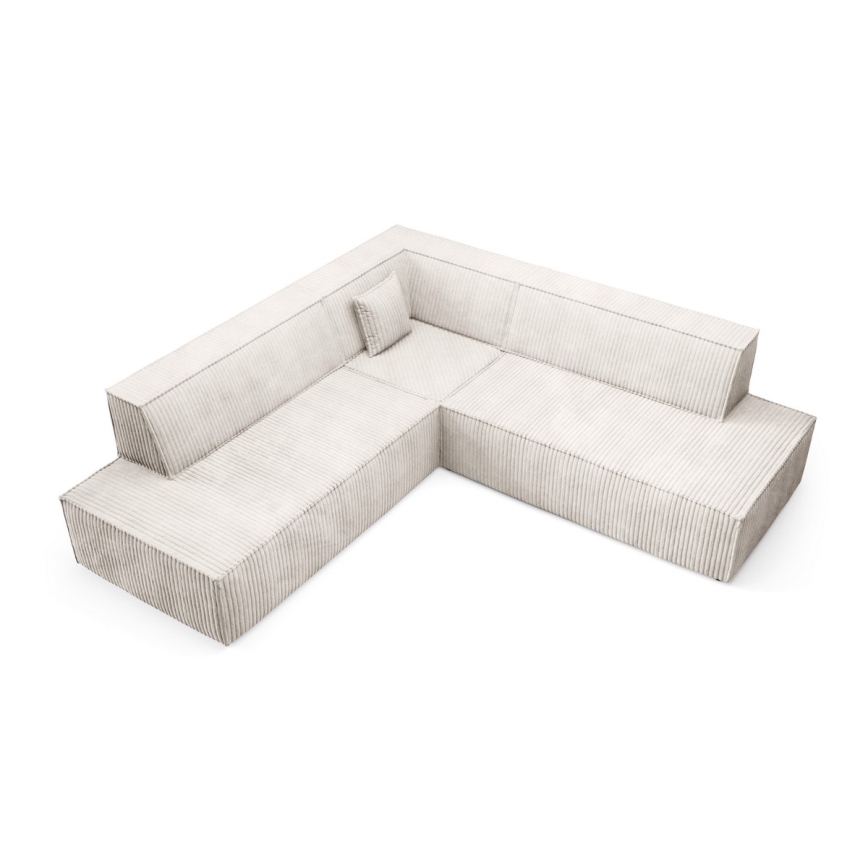 L-vormige opvouwbare hoekbank met opbergruimte TERAMO rechts beige