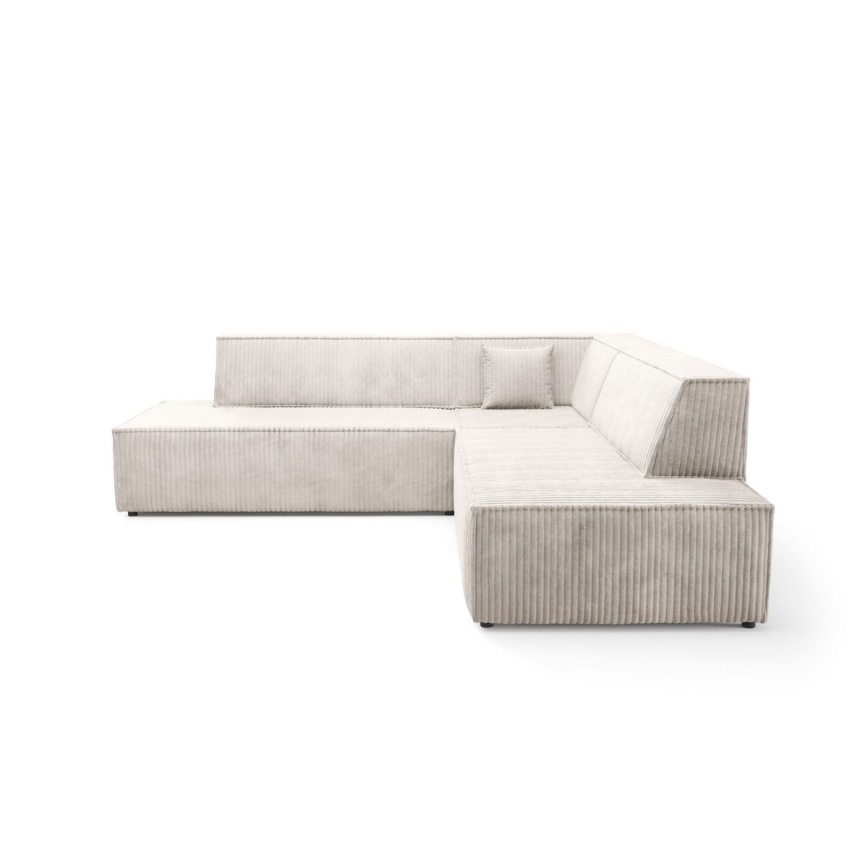 L-vormige opvouwbare hoekbank met opbergruimte TERAMO rechts beige