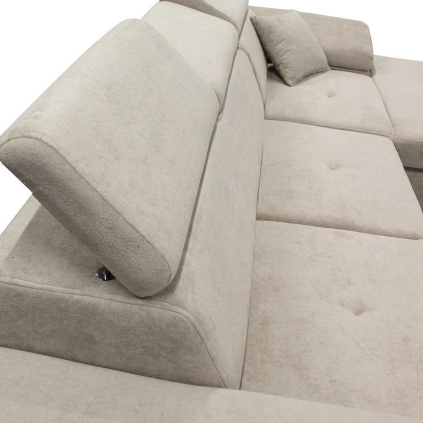 L-vormige uitschuifbare hoekbank met opbergruimte CASTELO, rechts, grijs