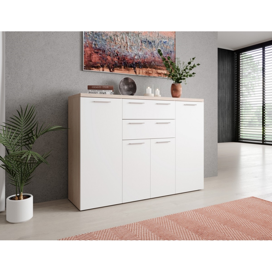 Ladekast BRUNO sonoma eik/wit