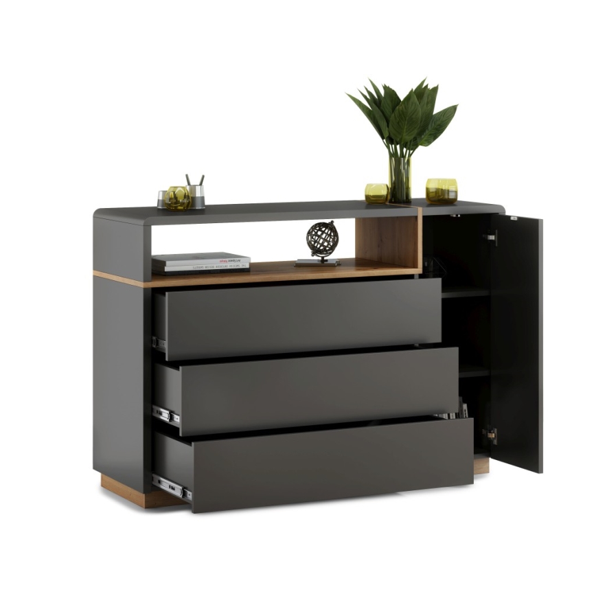 Ladekast met lade FRED antraciet/artisan eik