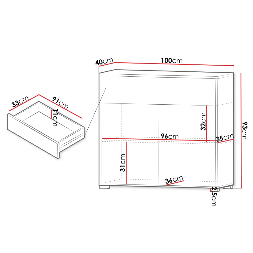 Ladekast GESITA 100x93 cm kasjmier