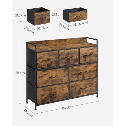 Ladekast met lades KIRA bruin/zwart