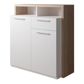 Ladekast LEBY eik Sonoma/wit
