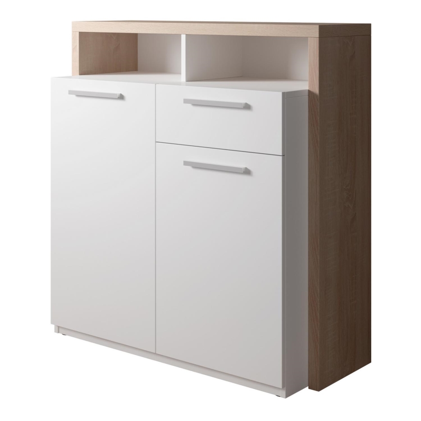 Ladekast LEBY eik Sonoma/wit