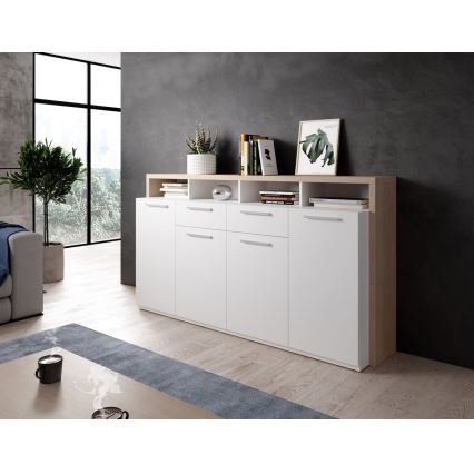 Ladekast LEBY Sonoma-eik/wit