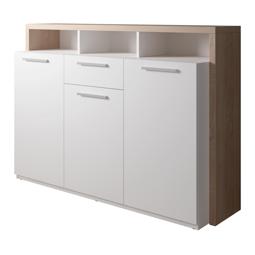 Ladekast LEBY sonoma eiken/wit
